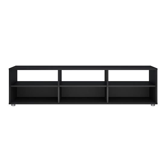 Wooden TV Stand With 6 Shelves In Black Furniture in Fashion