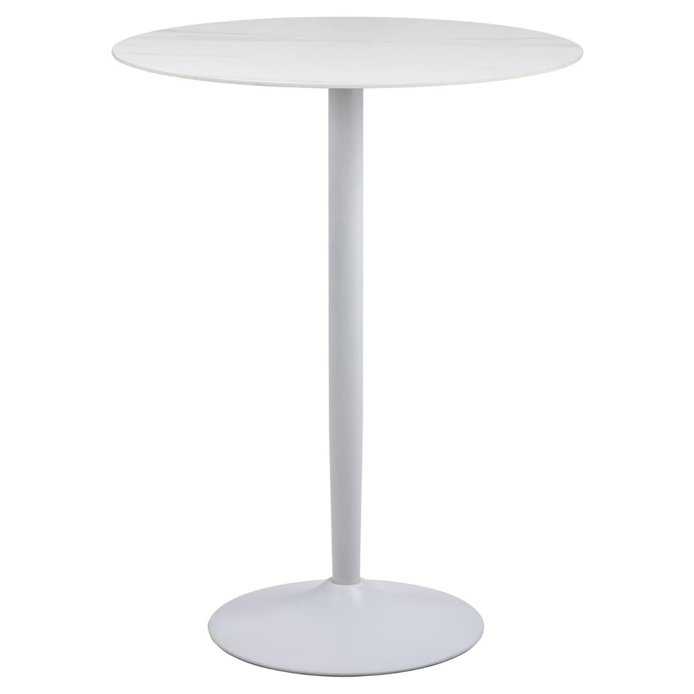 Macon Ceramic Bar Table With Steel Base In White Unico