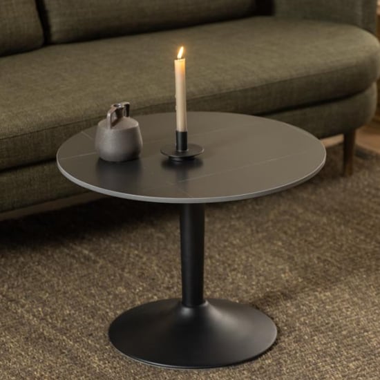 Product photograph of Macon Ceramic Coffee Table Round In Grantham Matt Black from Furniture in Fashion