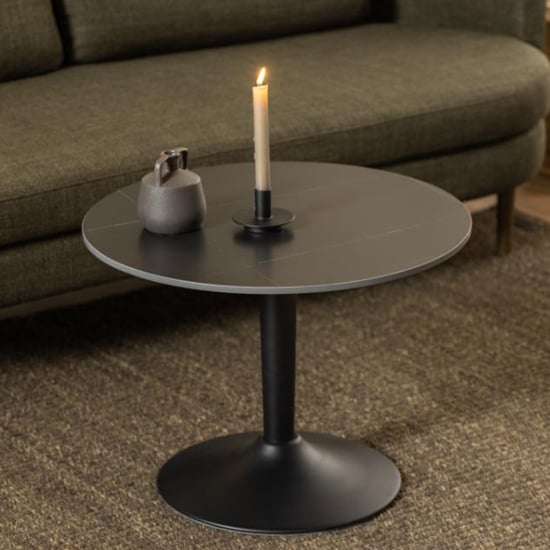 Macon Ceramic Coffee Table Round In Grantham Matt Black