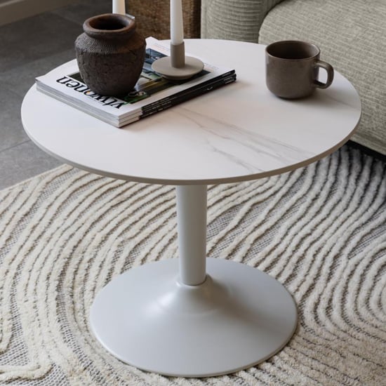 Macon Ceramic Coffee Table Round In Unico White