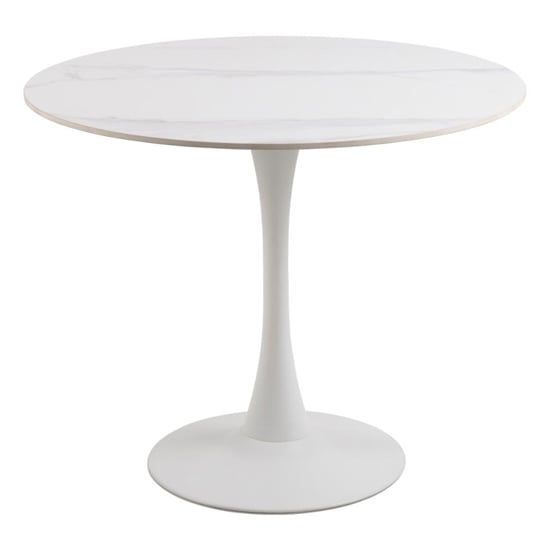 Macon Ceramic Dining Table Round In Unico White