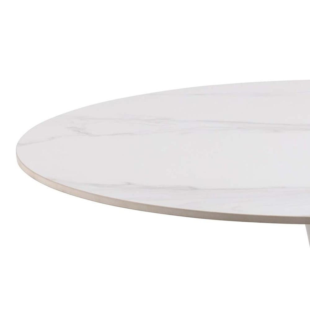 Macon Ceramic Dining Table With Steel Base In White Unico