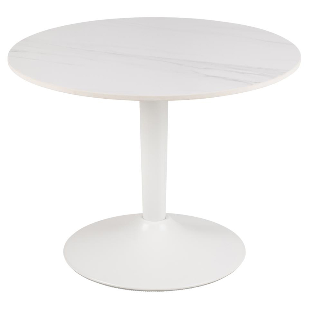Macon Ceramic Round Coffee Table In White Unico