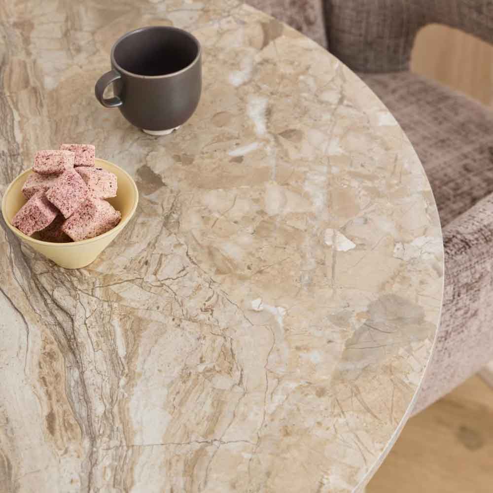 Macon Ceramic Round Dining Table With Steel Base - Aberta Brown