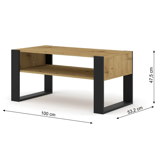 Macon Wooden Coffee Table Rectangular In Artisan Oak