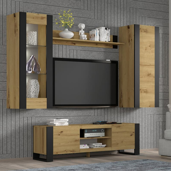 Macon Wooden Display Cabinet Wall 1 Door In Artisan Oak