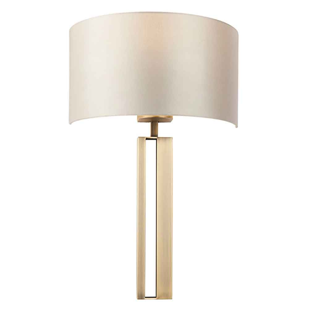 Macon Fabric Wall Light In Antique Brass