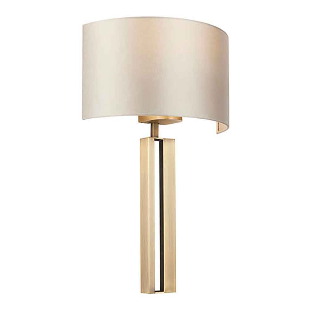 Macon Fabric Wall Light In Antique Brass