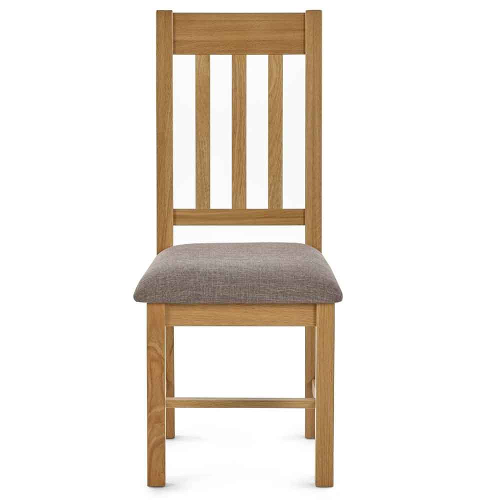 Macon Oak Wooden Dining Chairs with Fabric Seat in Pair