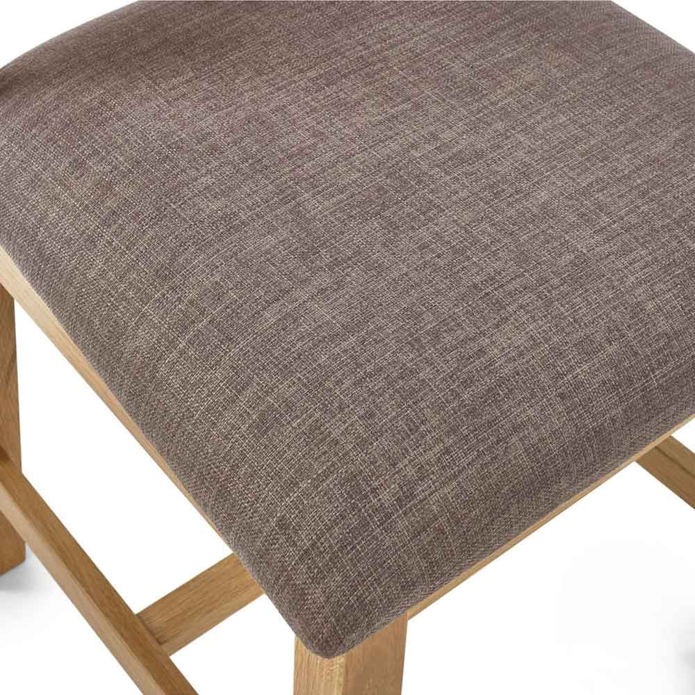 Macon Oak Wooden Dining Chairs with Fabric Seat in Pair