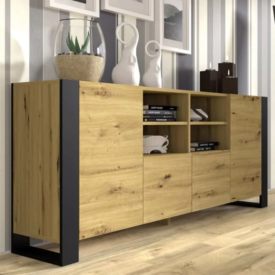 Read more about Macon wooden sideboard with 4 doors in artisan oak