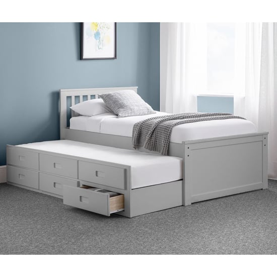 Product photograph of Macon Single Bed With Underbed And Drawers In Dove Grey from Furniture in Fashion