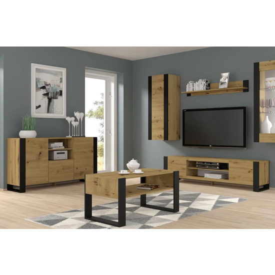 Macon Wooden TV Stand With 2 Doors Large In Artisan Oak