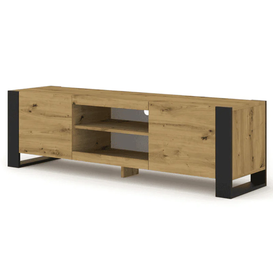 Macon Wooden TV Stand With 2 Doors Small In Artisan Oak