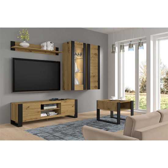 Macon Wooden TV Stand With 2 Doors Small In Artisan Oak