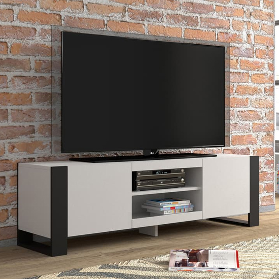 Product photograph of Macon Wooden Tv Stand With 2 Doors Small In White from Furniture in Fashion