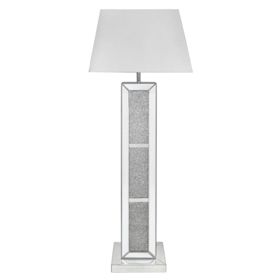 Product photograph of Macon White Shade Floor Lamp With Mirrored Pillar Base from Furniture in Fashion
