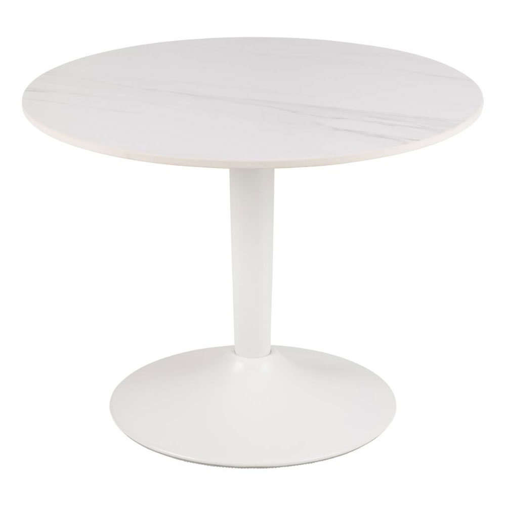 Macon White Unico Rough Ceramic Coffee Table with Steel Trumpet Base