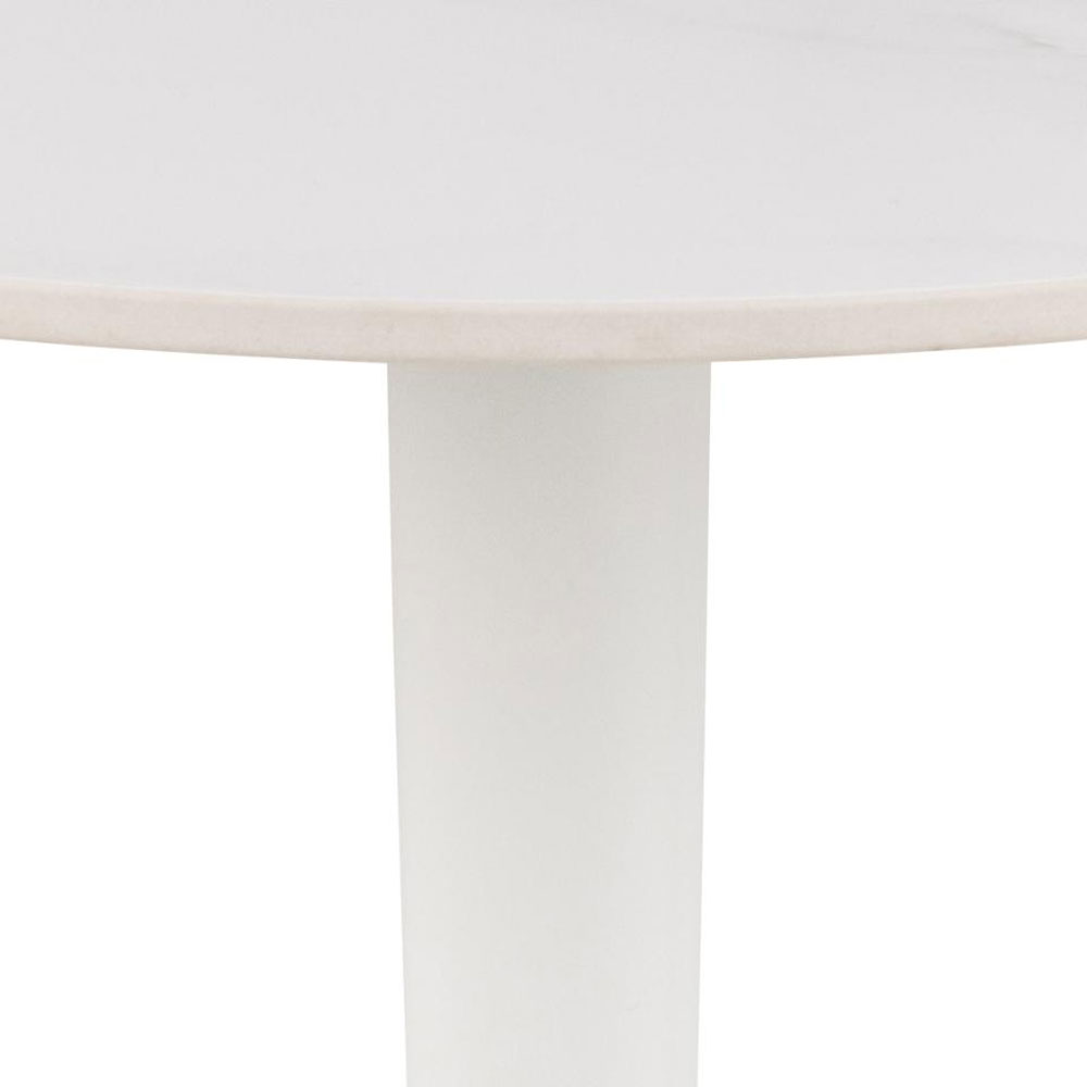 Macon White Unico Rough Ceramic Coffee Table with Steel Trumpet Base