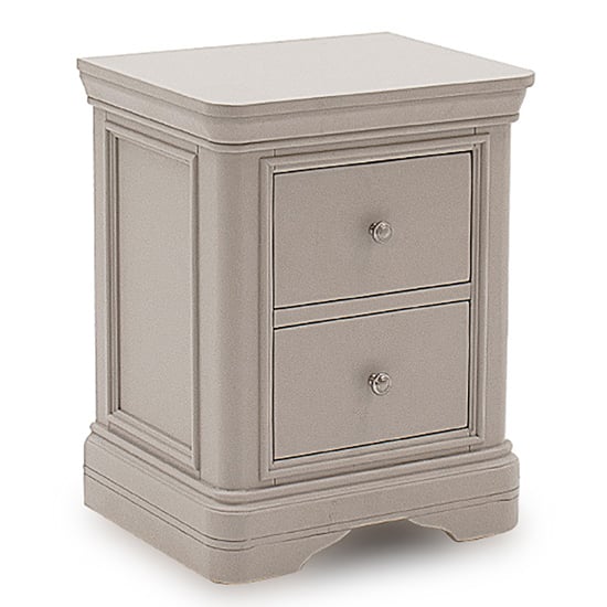 Product photograph of Macon Wooden Bedside Cabinet With 2 Drawers In Taupe from Furniture in Fashion