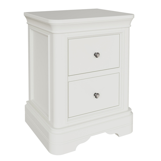 Product photograph of Macon Wooden Bedside Cabinet With 2 Drawers In White from Furniture in Fashion