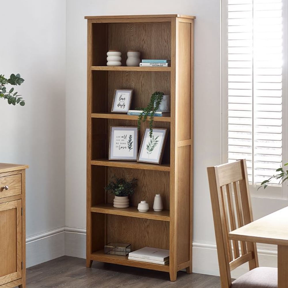 Read more about Macon wooden bookcase with 5 shelves in oak