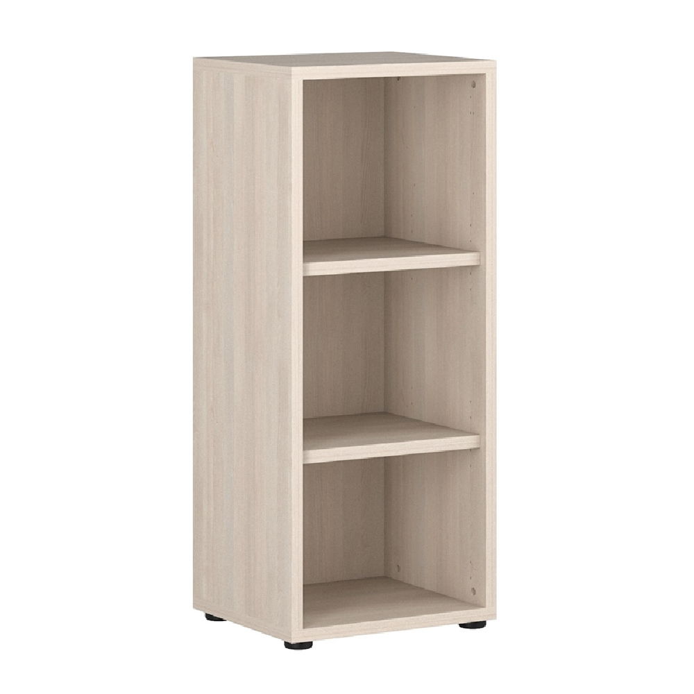 Macon Wooden Bookcase Narrow With 3 Shelves In Warm Mapple