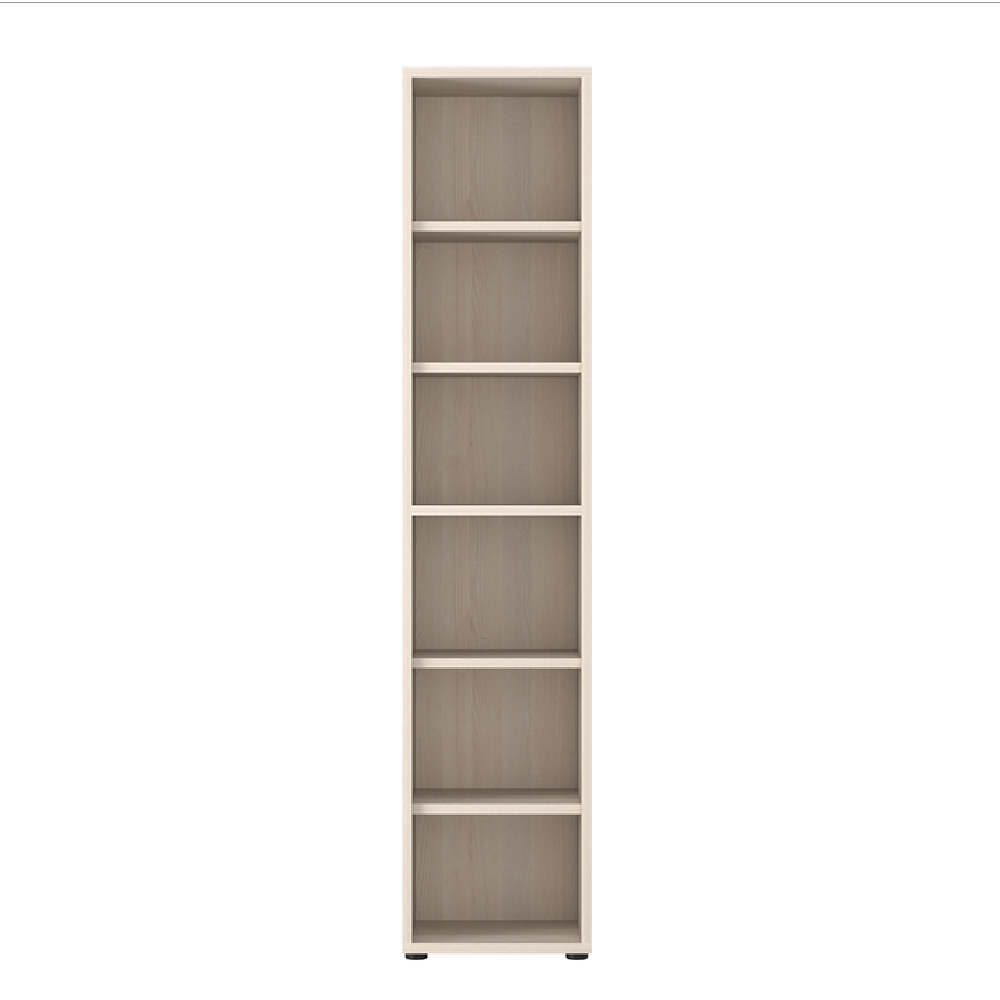 Macon Wooden Bookcase Narrow With 6 Shelves In Warm Mapple