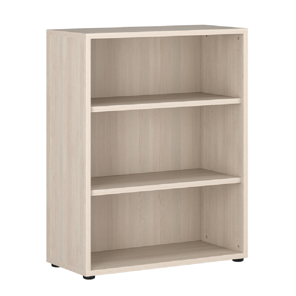 Macon Wooden Bookcase Wide With 3 Shelves In Warm Mapple