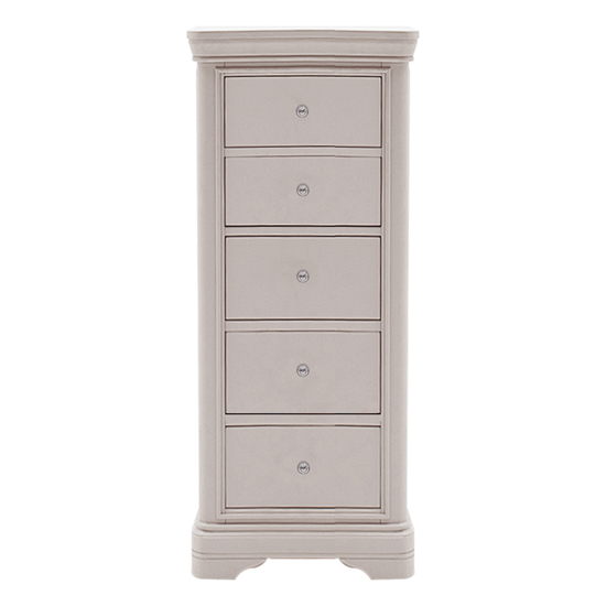 Product photograph of Macon Wooden Chest Of 5 Drawers In Taupe from Furniture in Fashion