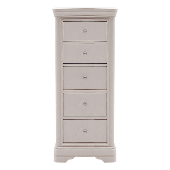 Macon Wooden Chest Of 5 Drawers In Taupe