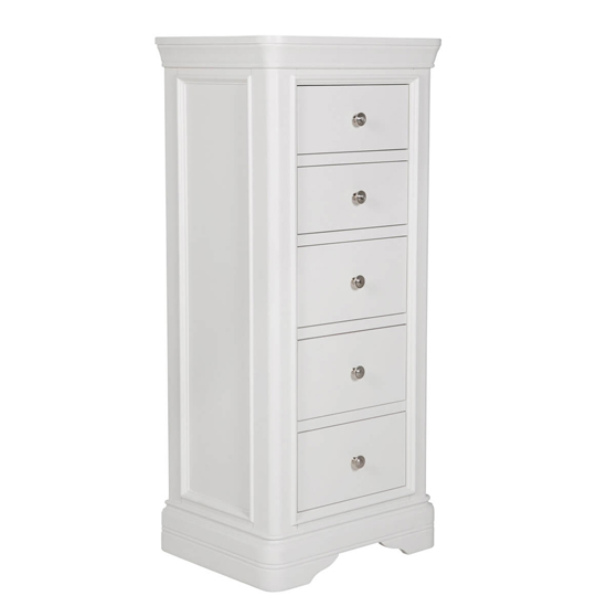 Macon Wooden Chest Of 5 Drawers In White