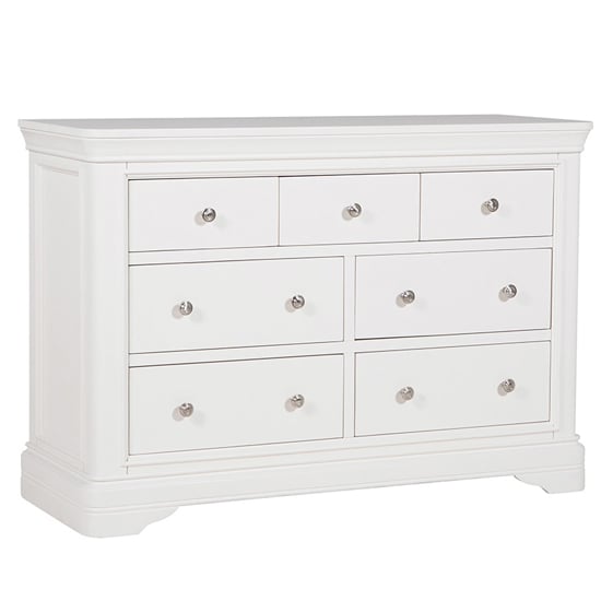 Product photograph of Macon Wooden Chest Of 7 Drawers In White from Furniture in Fashion