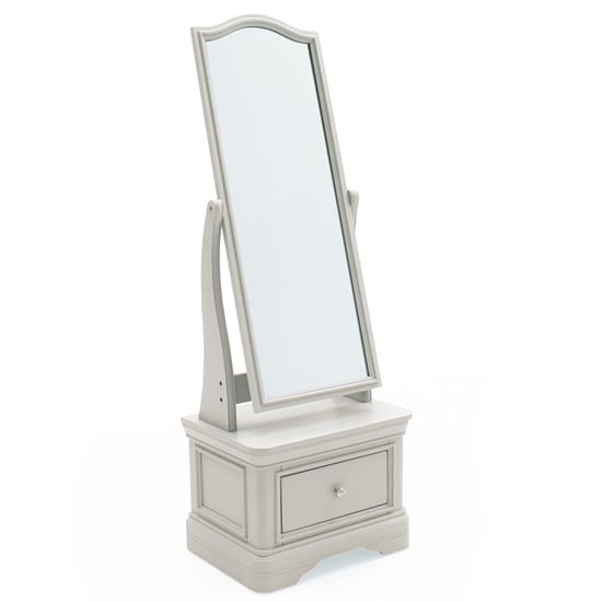 Product photograph of Macon Wooden Cheval Mirror With 1 Drawers In Taupe from Furniture in Fashion