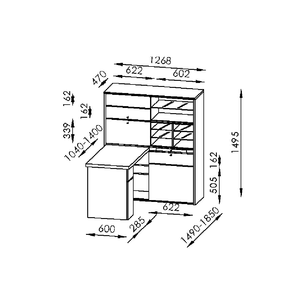 Macon Wooden Computer Desk Corner With Bookcase In Oak And White