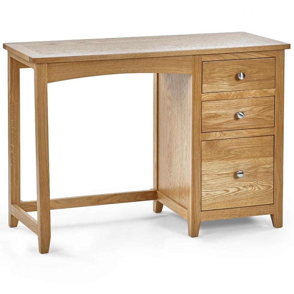Macon Wooden Dressing Table With 3 Drawers And Stool In Oak