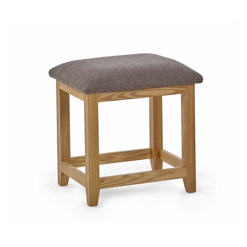 Macon Wooden Dressing Table With 3 Drawers And Stool In Oak