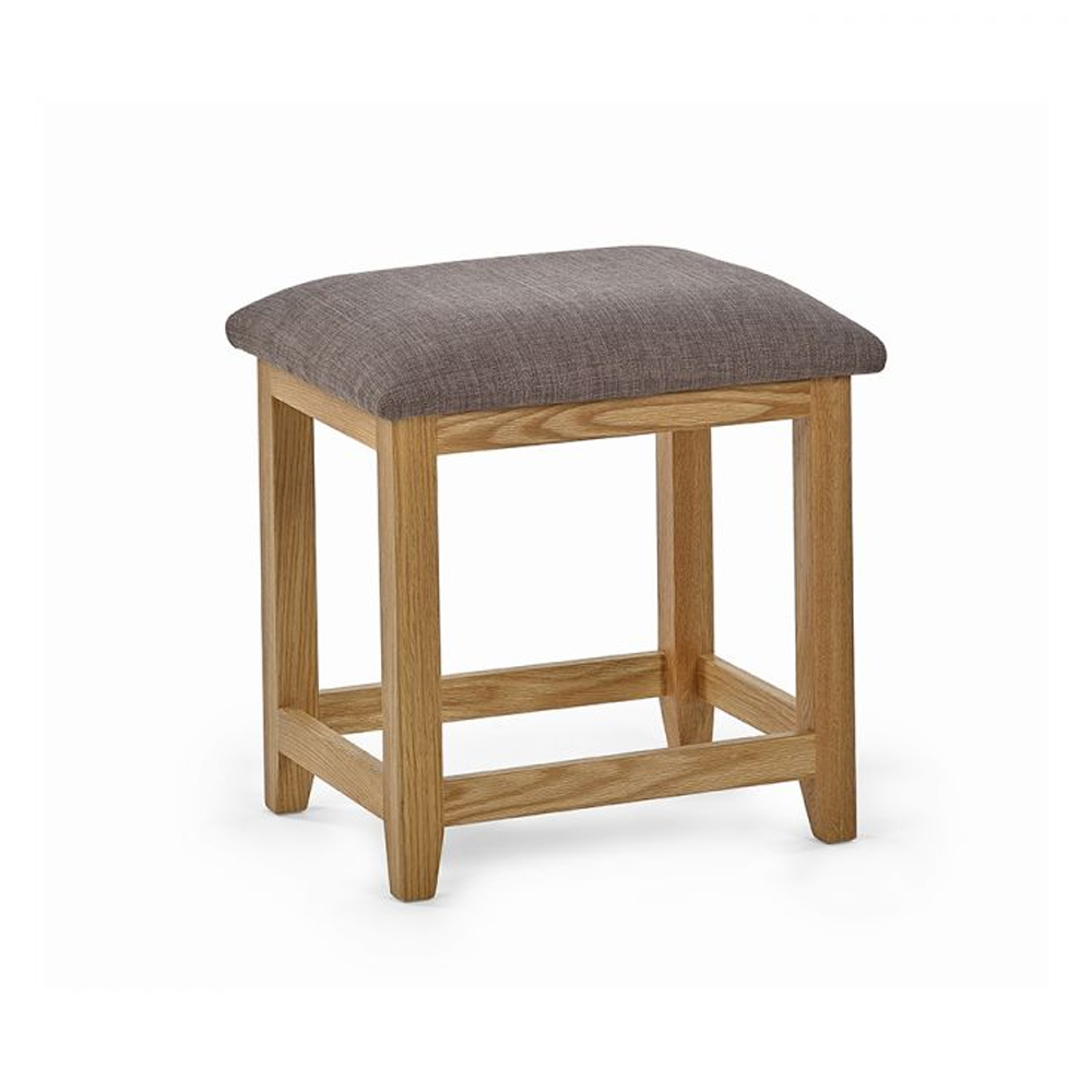 Macon Wooden Dressing Table With 6 Drawers And Stool In Oak