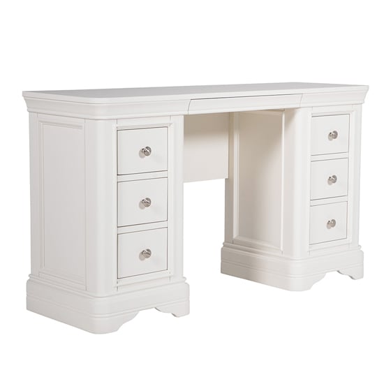 Product photograph of Macon Wooden Dressing Table With 6 Drawers In White from Furniture in Fashion