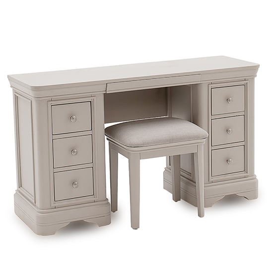 Product photograph of Macon Wooden Dressing Table With Stool In Taupe from Furniture in Fashion