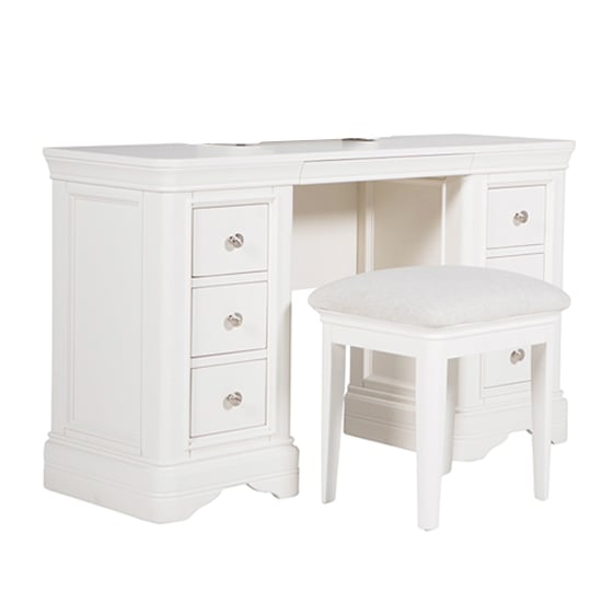 Product photograph of Macon Wooden Dressing Table With Stool In White from Furniture in Fashion