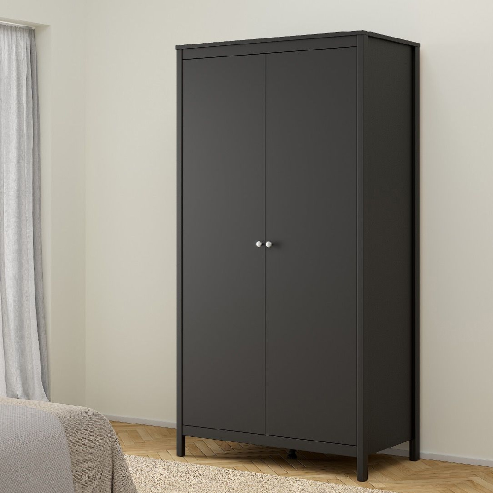 Macron Wooden Bedroom Set With 2 Door Wardrobe In Black