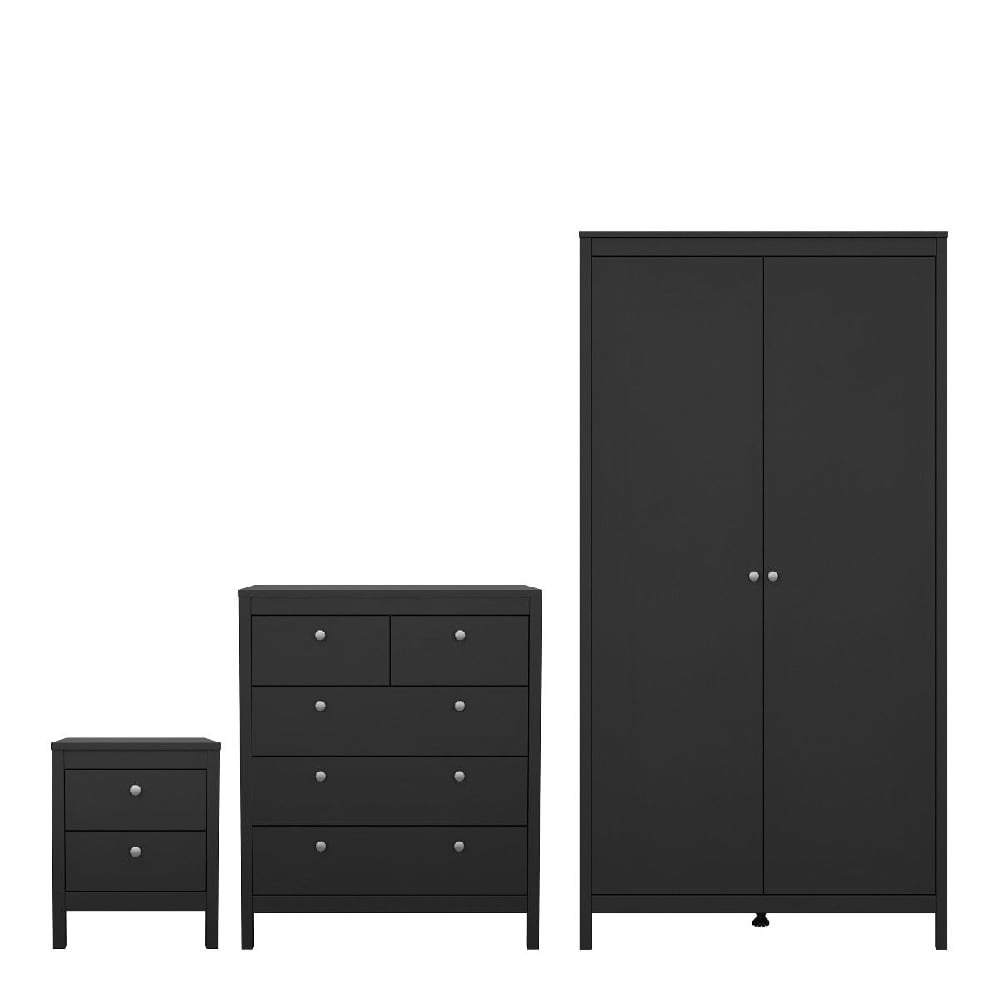 Read more about Macron wooden bedroom set with 2 door wardrobe in black