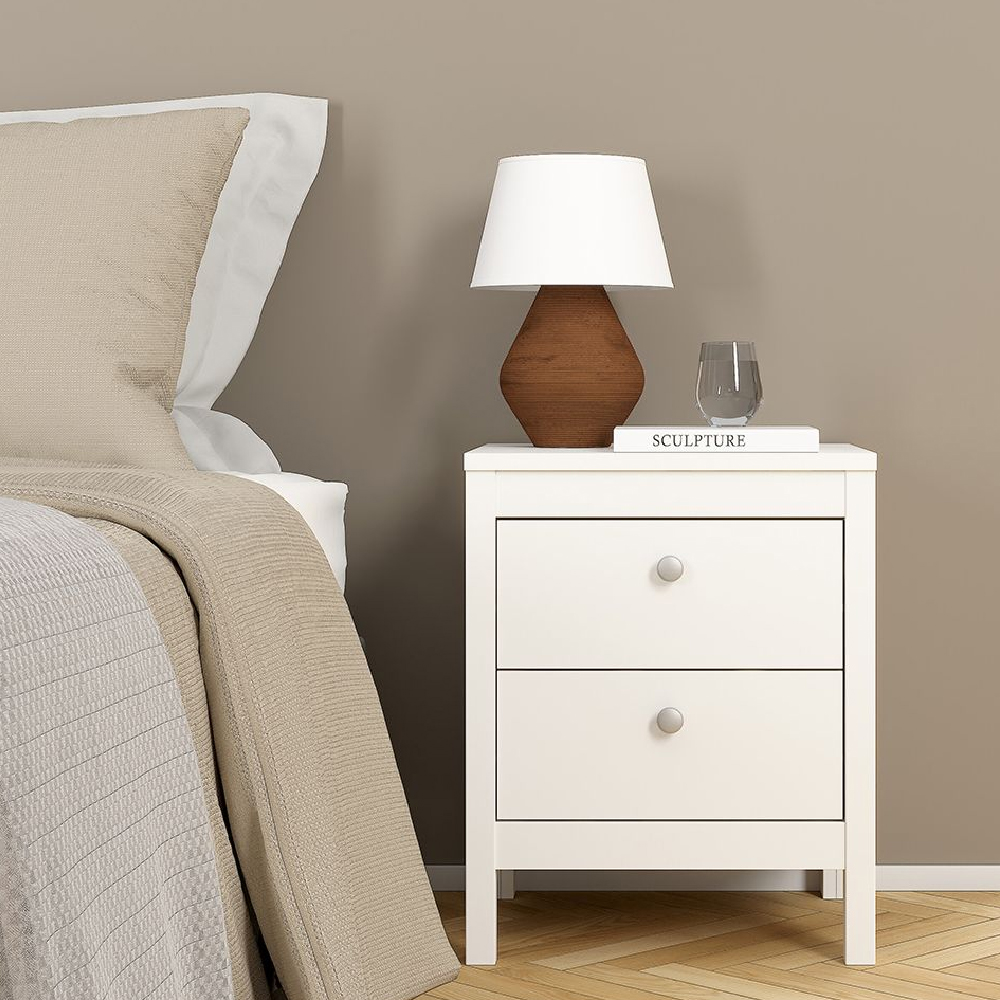 Macron Wooden Bedroom Set With 2 Door Wardrobe In White