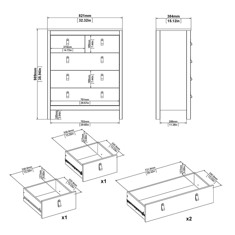 Macron Wooden Bedroom Set With 2 Door Wardrobe In White