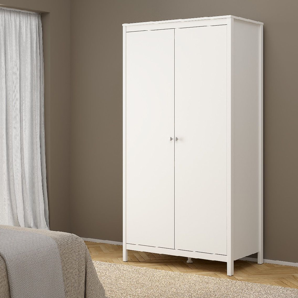 Macron Wooden Bedroom Set With 2 Door Wardrobe In White