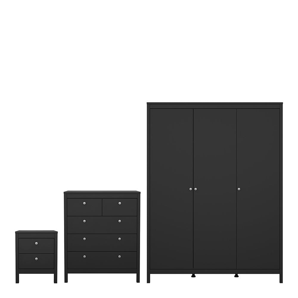Read more about Macron wooden bedroom set with 3 door wardrobe in black