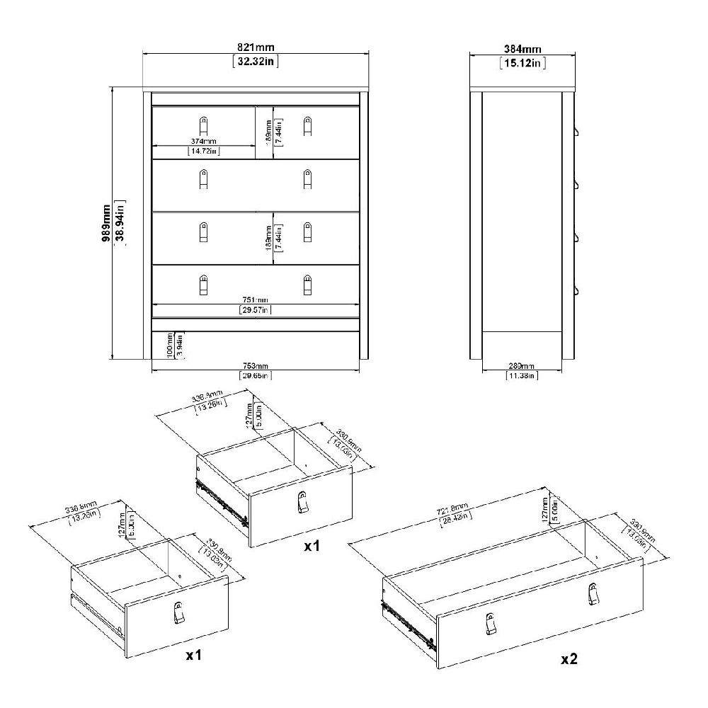 Macron Wooden Bedroom Set With 3 Door Wardrobe In White