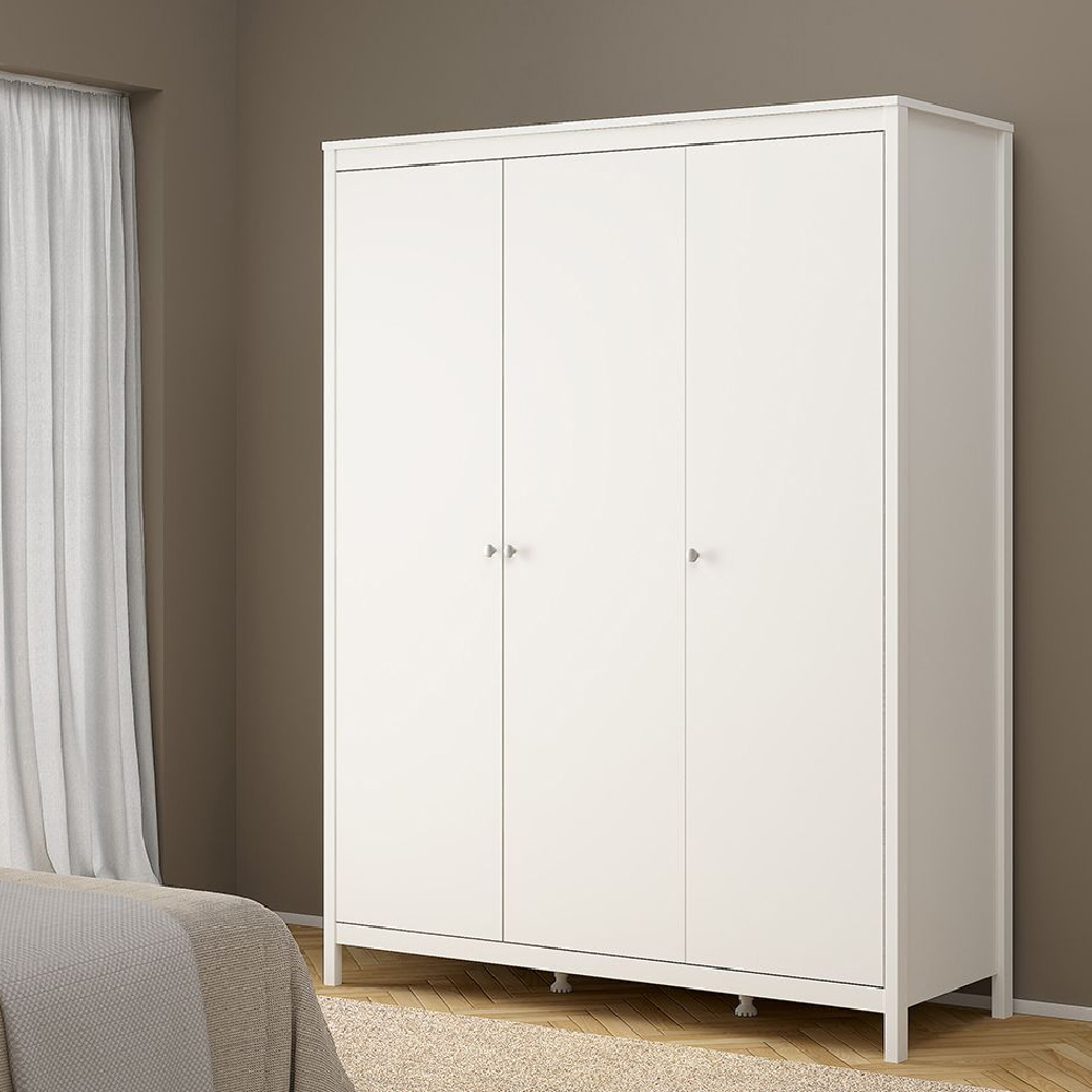 Macron Wooden Bedroom Set With 3 Door Wardrobe In White